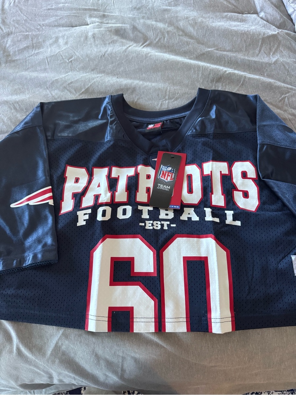 NFL Team Patriots Navy Women’s Football Jersey Top NWT